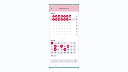 Hvordan levere Lotto med tall valgt selv på Norsk Tippings app guide image